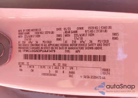 2023 Ford Escape Active from USA, damaged, VIN 1FMCU0GN3PUA41479